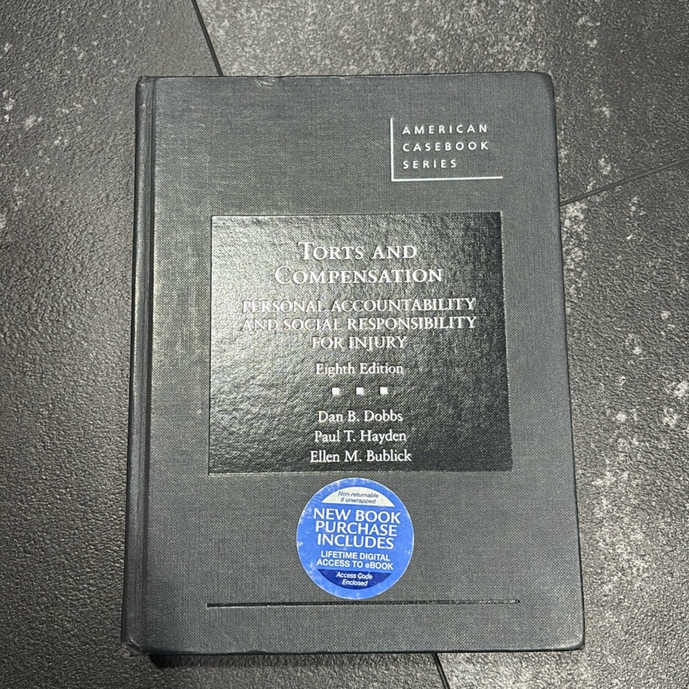 Torts and compensation, personal accountability and social responsibility